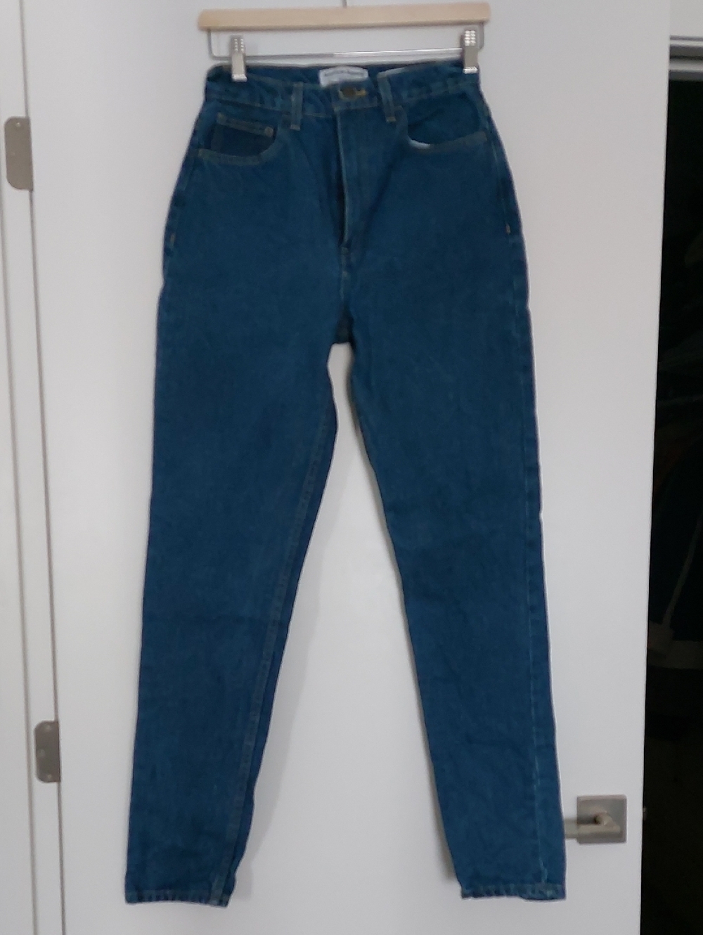 American Apparel High-Rise Straight-Leg Jeans in Dark Blue